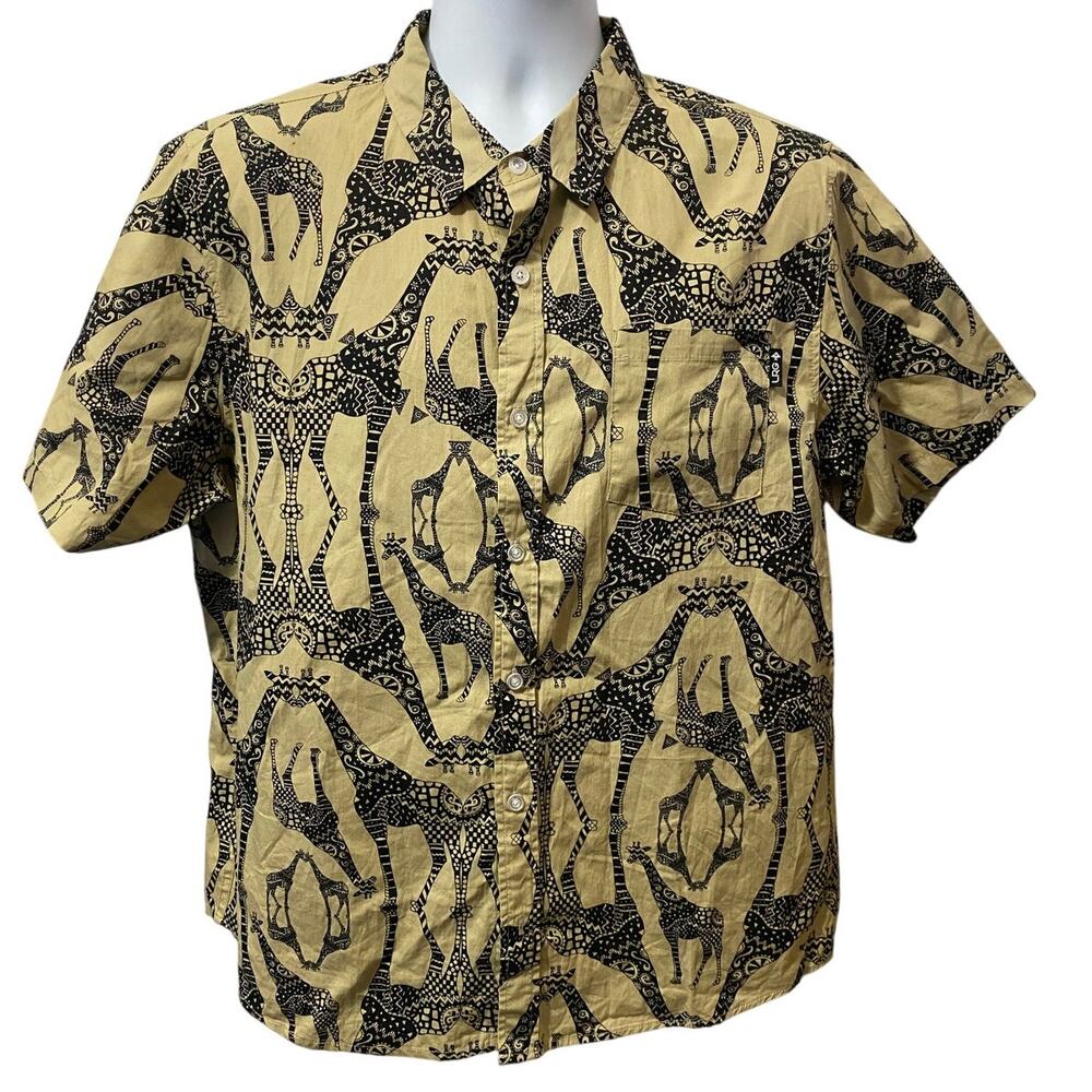 LRG Lifted Research Group Giraffe Shirt — Brown Men's Large Skater
